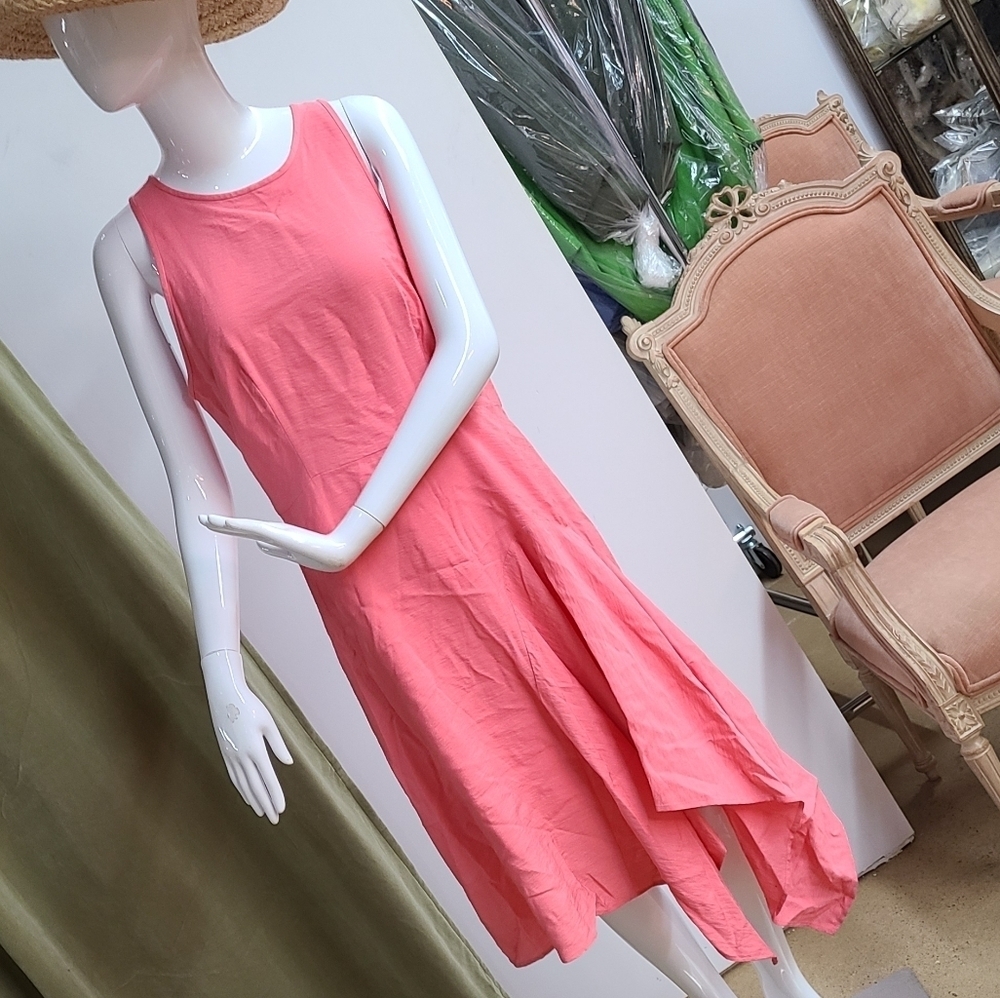Ann Taylor Asymmetrical Coral Sleeveless Dress
